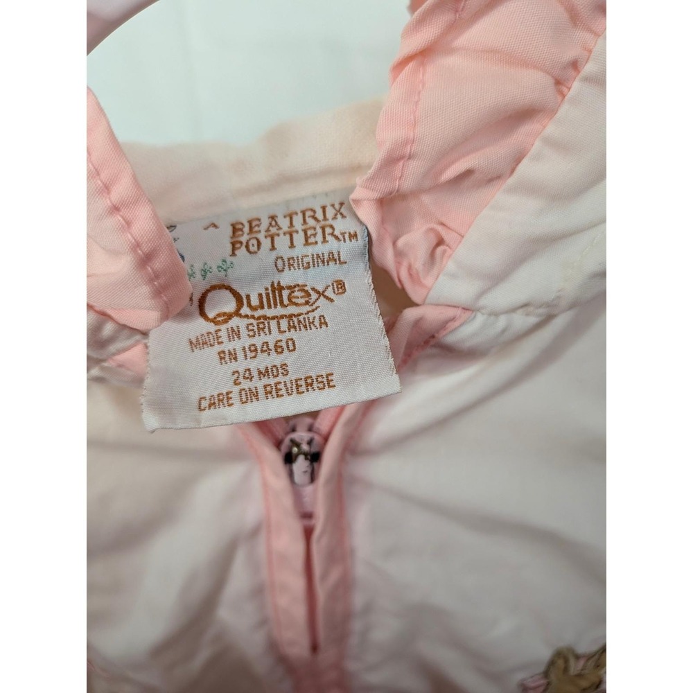 Vtg Beatrix Potter Mrs Rabbit Lightweight Jacket Pink White 24 Months Quiltex - Picture 4 of 16
